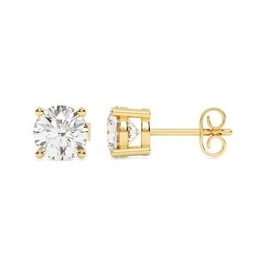 14K Gold Round Cubic Zirconia Stud Earrings - 4.00 Ct Tw Diamond